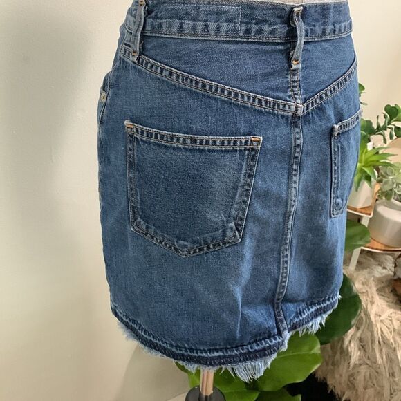 rag & bone Distressed Style Fringed Medium Wash Denim Skirt W1B2K273FRI Size 27 - Picture 6 of 17